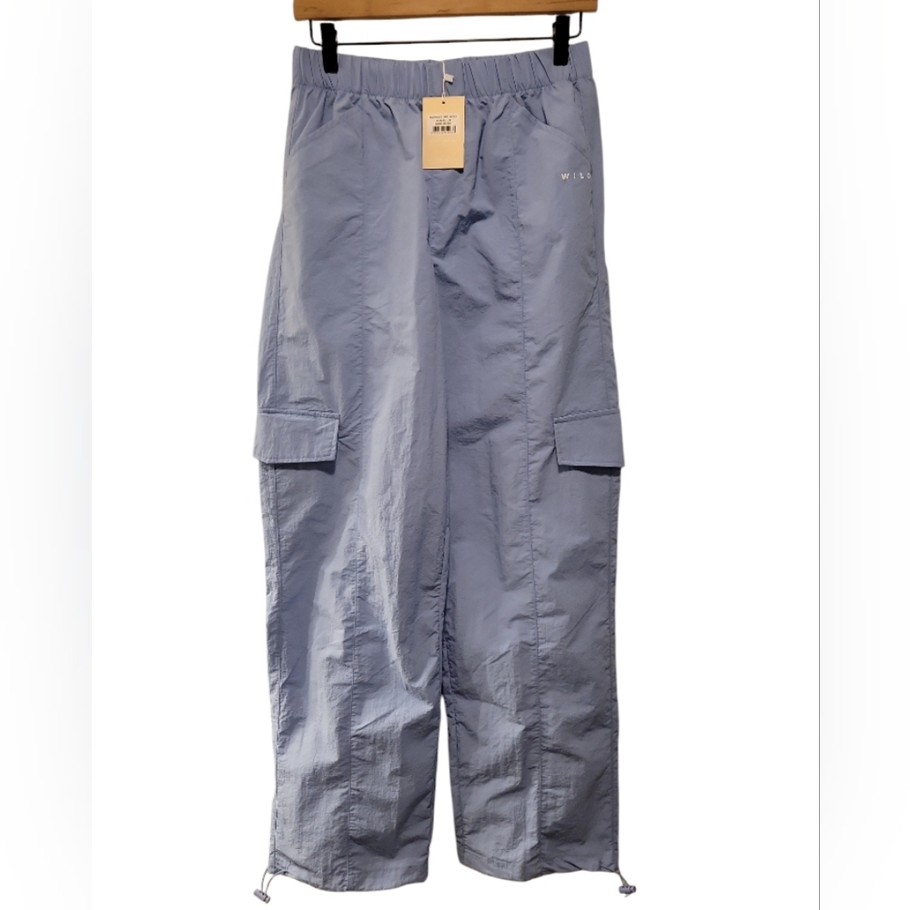 WILO, NWT, Parachute Cargo Pants, Light Blue, Stretchy Waist, Women's sz XS, Fro